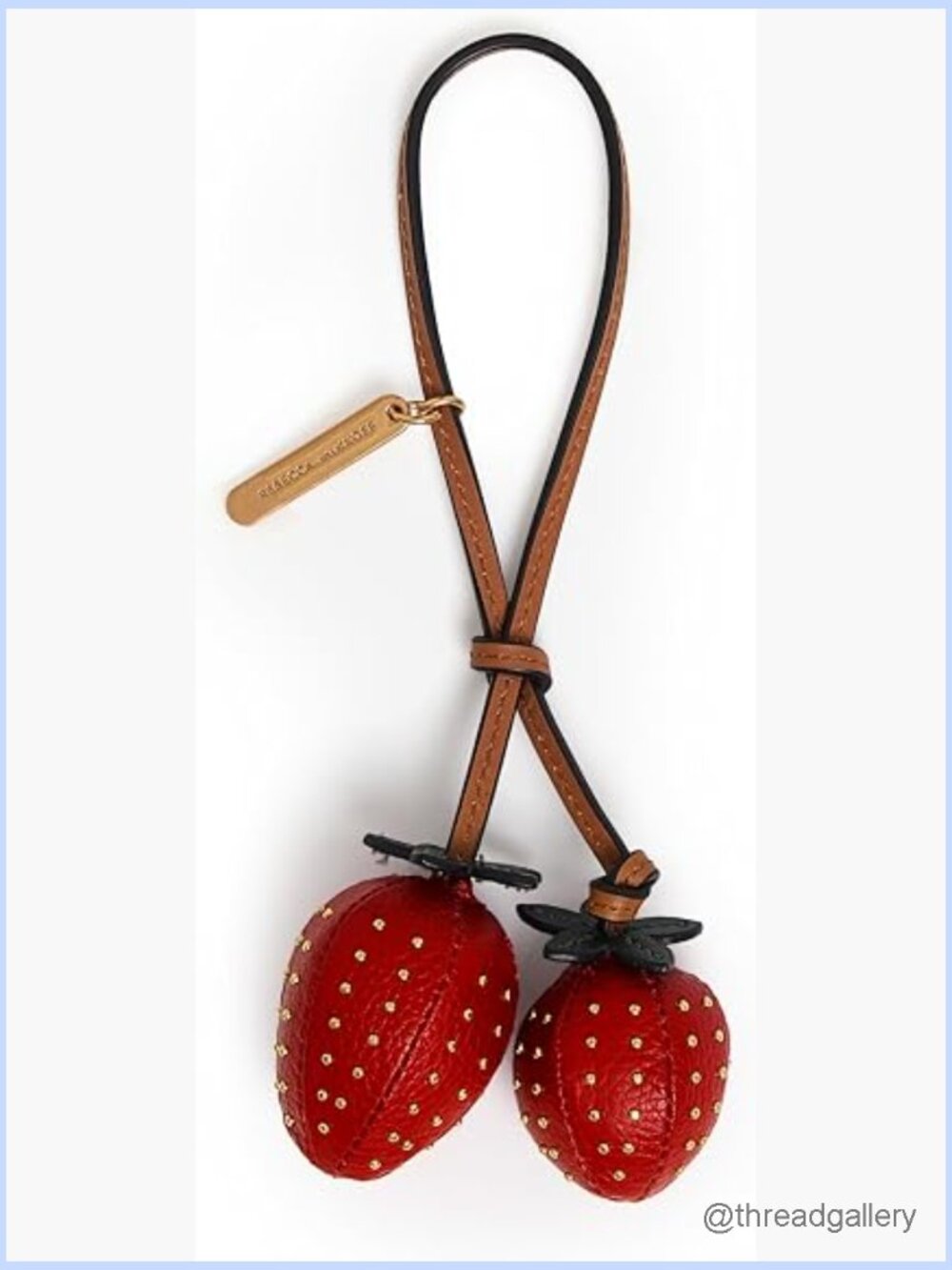 Strawberry Bag Charm with Brass Studs for Purses